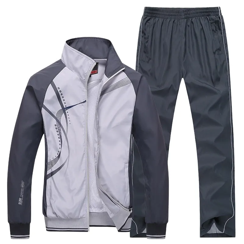 Men's Set Spring Autumn Jogging Sportswear Two Piece Sport Suit Jacket Sweatpants Sweatsuit Men Basketball Tracksuit Clothing