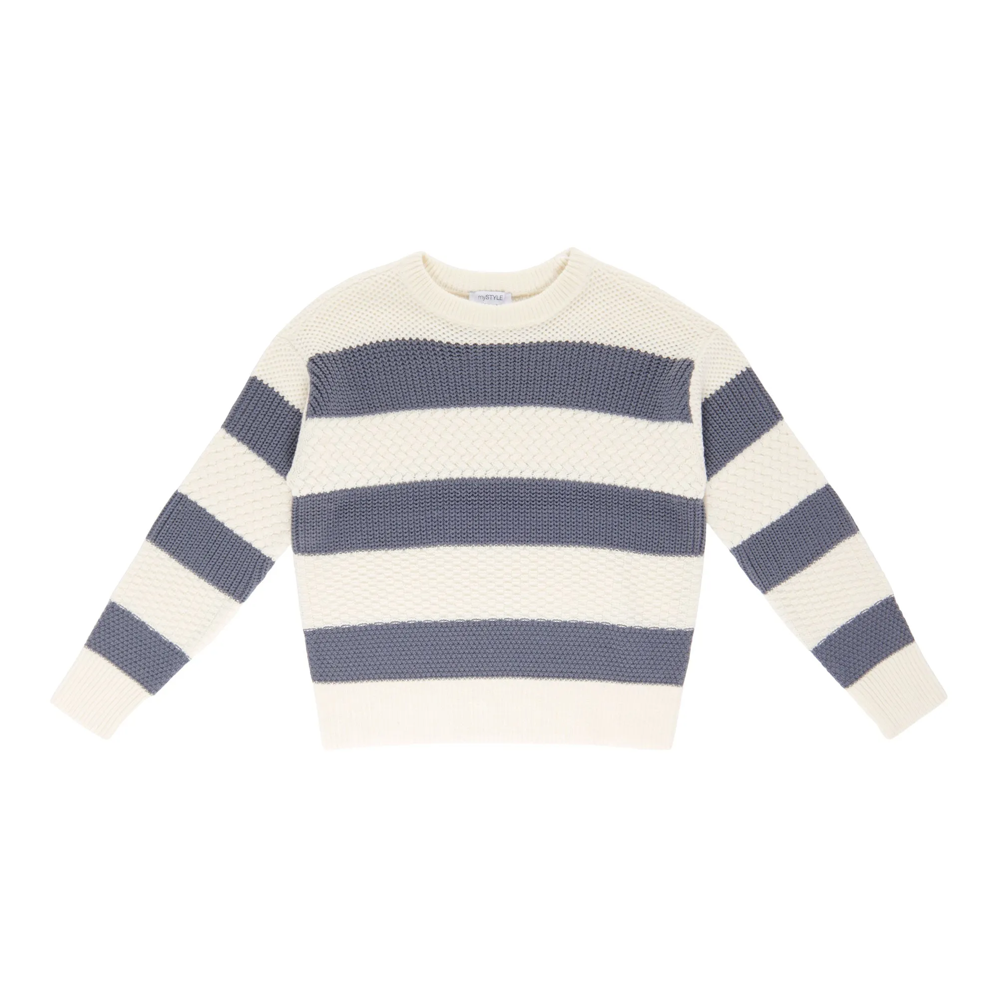 mySTYLE Women's Striped Crew Neck Sweater