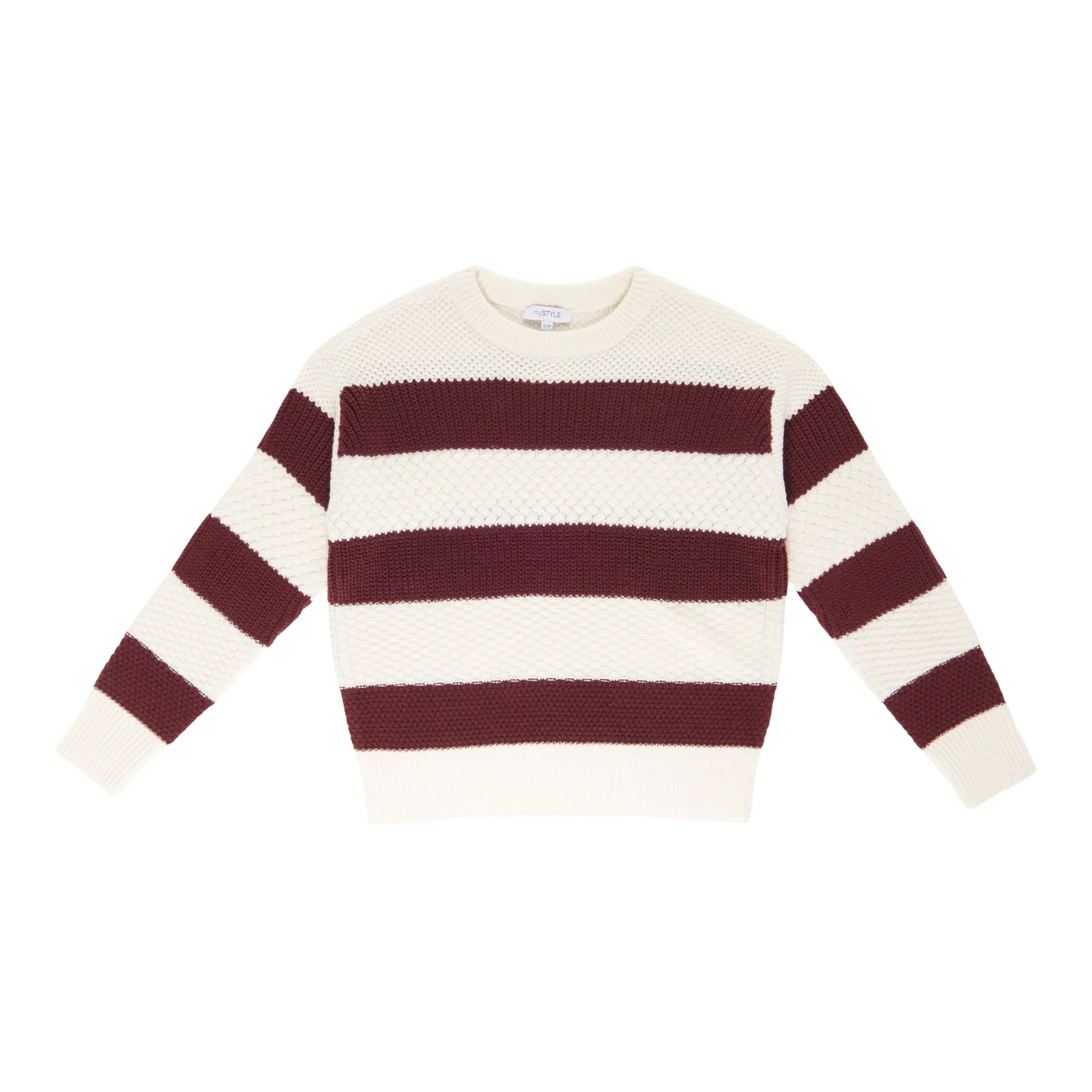 mySTYLE Women's Striped Crew Neck Sweater