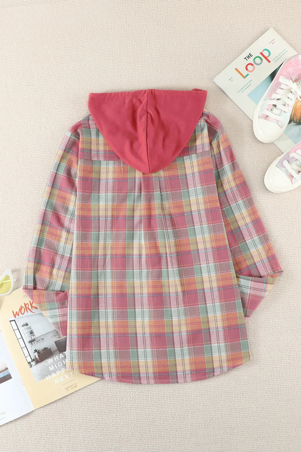 Plaid Hooded Shirt Coat