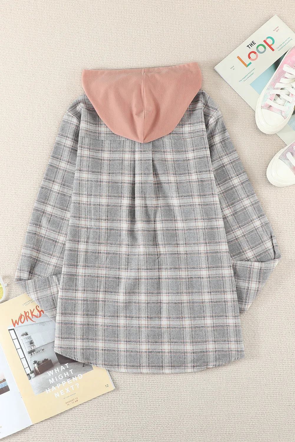 Plaid Hooded Shirt Coat
