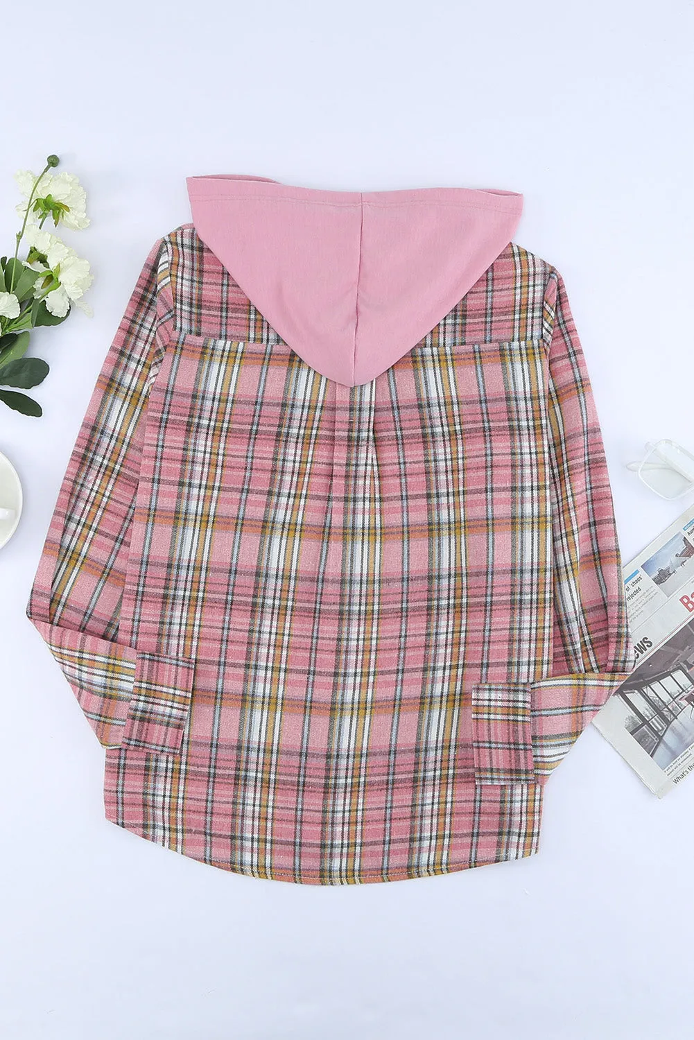 Plaid Hooded Shirt Coat