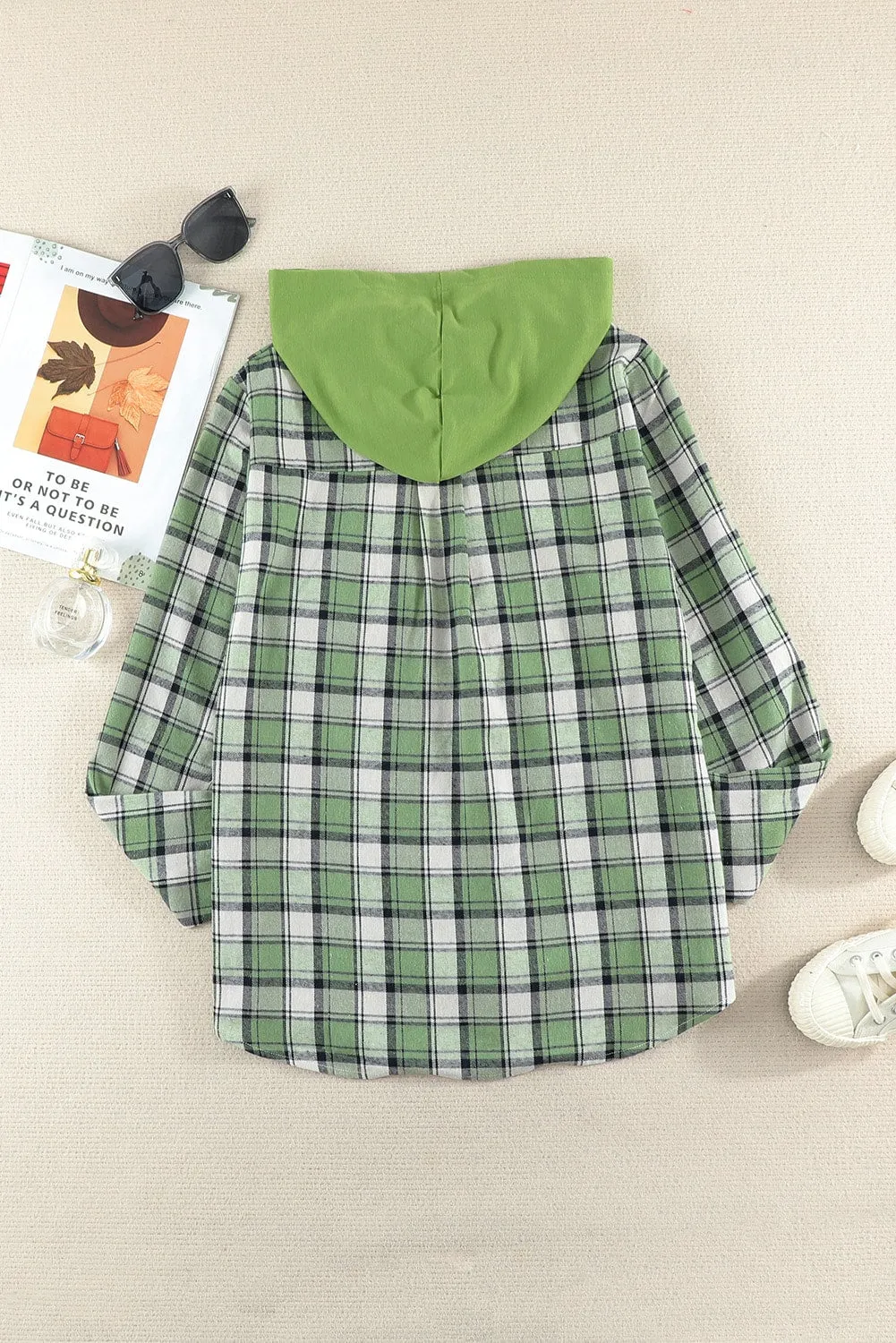 Plaid Hooded Shirt Coat