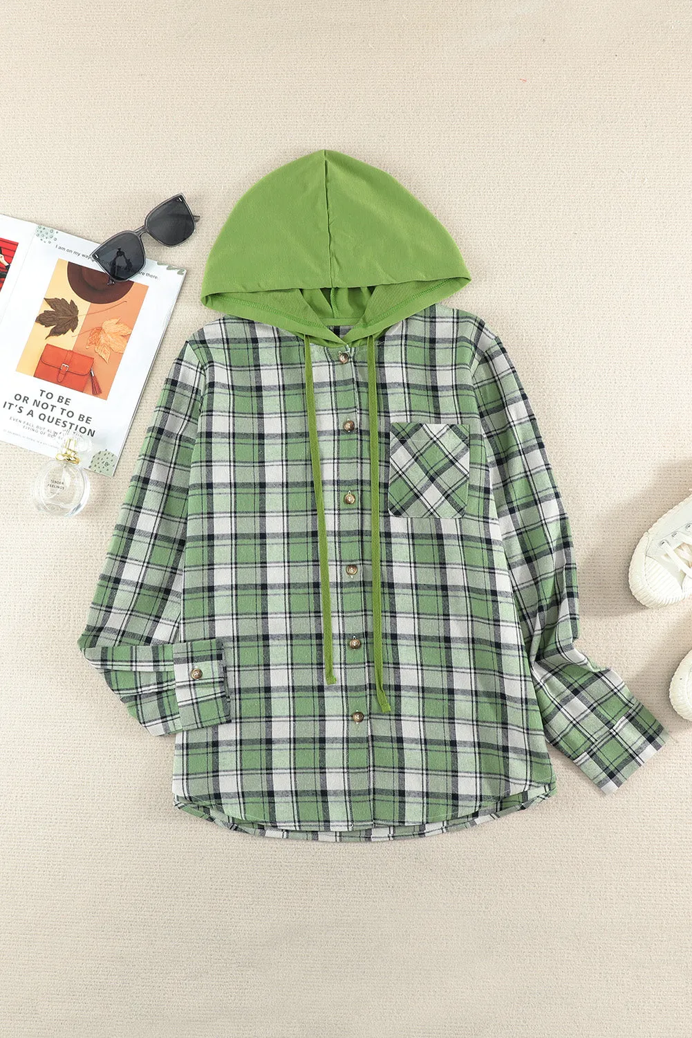 Plaid Hooded Shirt Coat