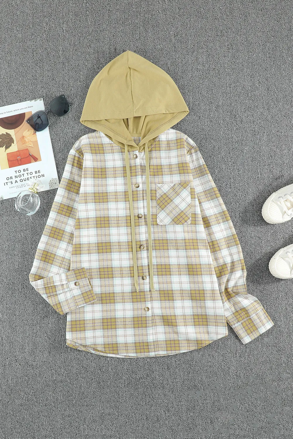 Plaid Hooded Shirt Coat