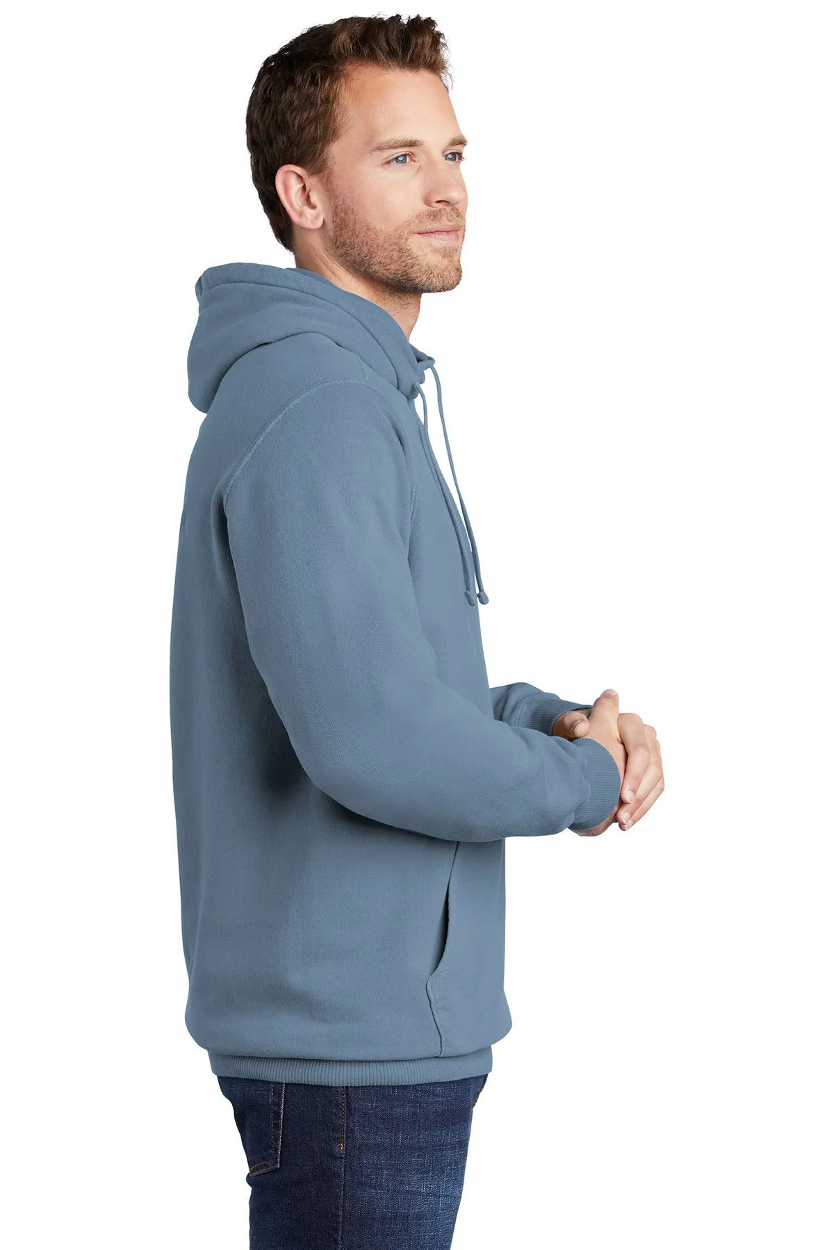 Port & Company Pigment Dyed Branded Hoodies, Denim Blue