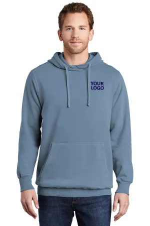 Port & Company Pigment Dyed Branded Hoodies, Denim Blue