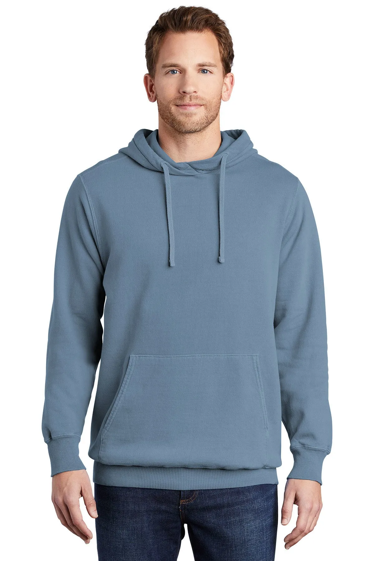 Port & Company Pigment Dyed Branded Hoodies, Denim Blue