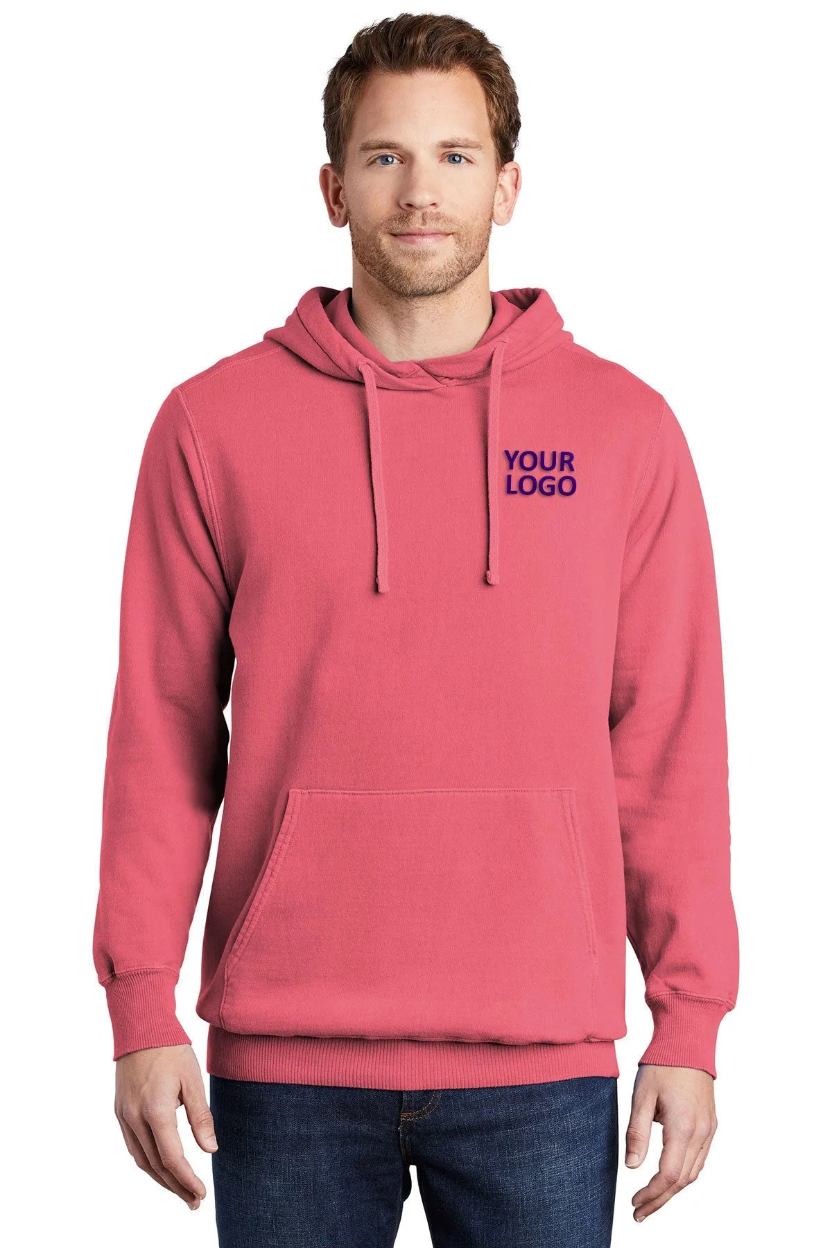 Port & Company Pigment Dyed Branded Hoodies, Fruit Punch