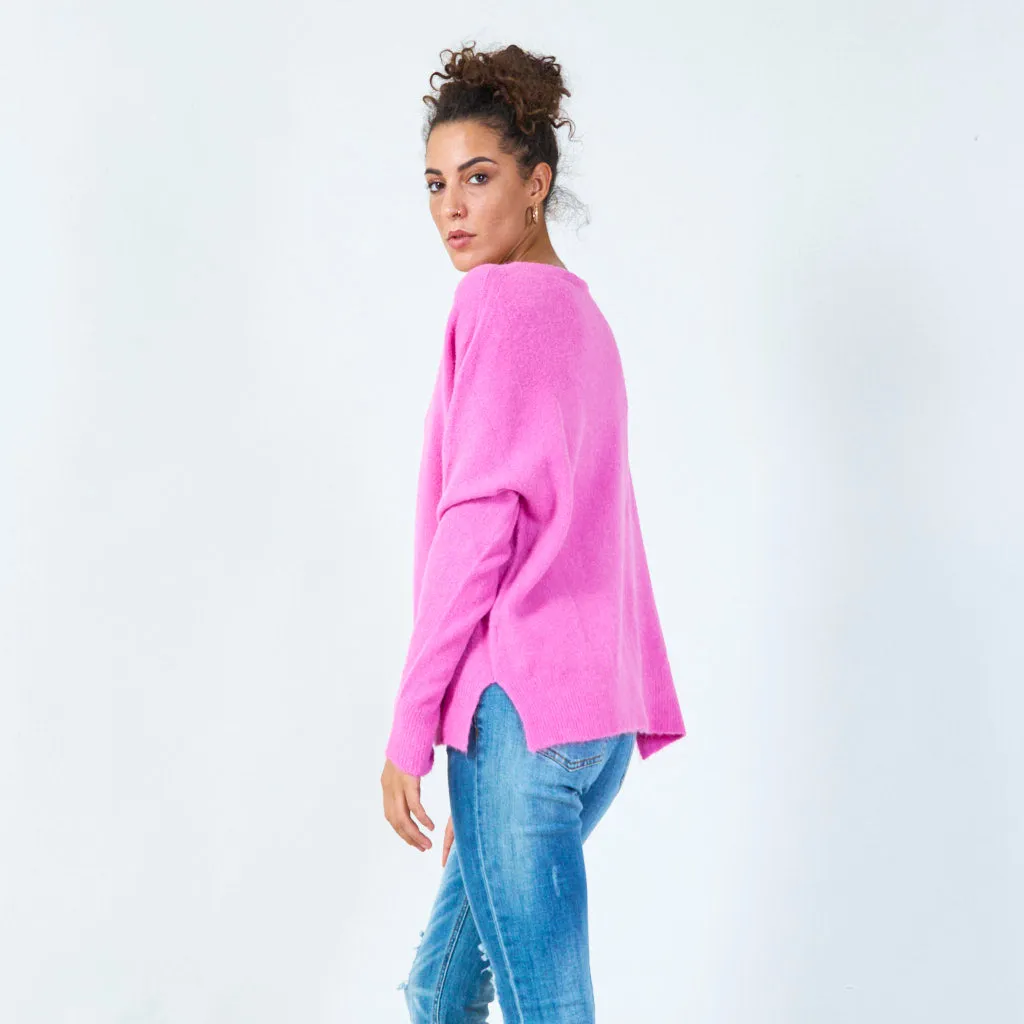 Relaxed fit crew neck sweater wholesale