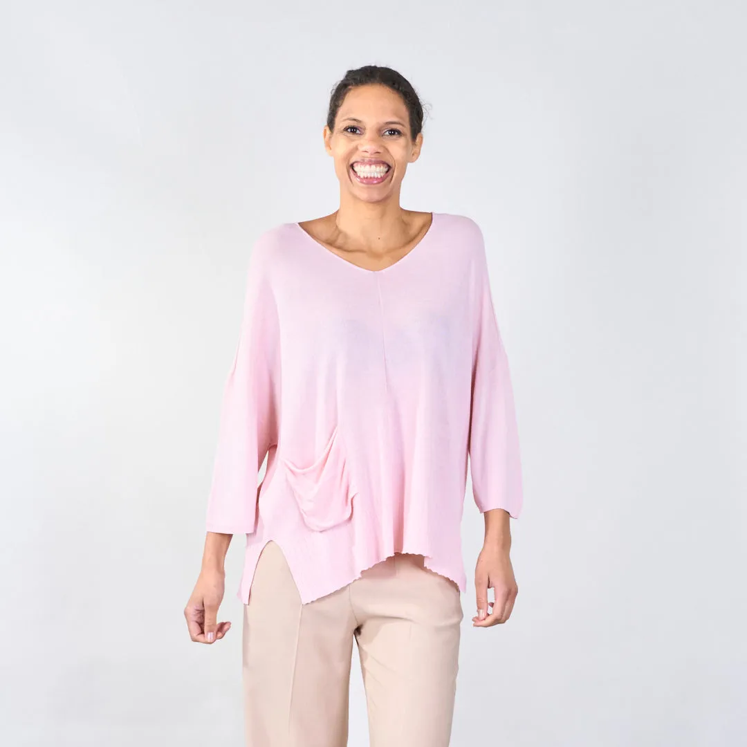 Relaxed v-neck sweater with pocket detail wholesale