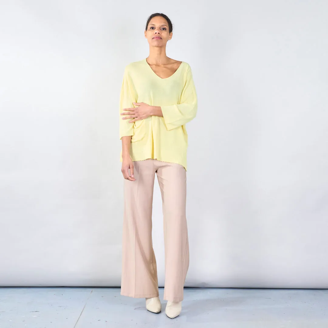 Relaxed v-neck sweater with pocket detail wholesale