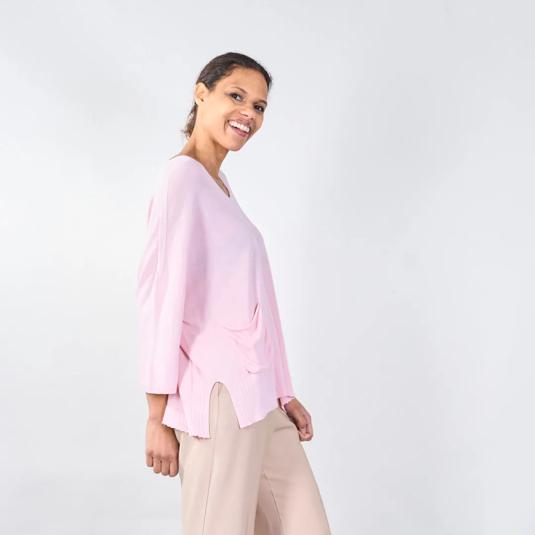 Relaxed v-neck sweater with pocket detail wholesale