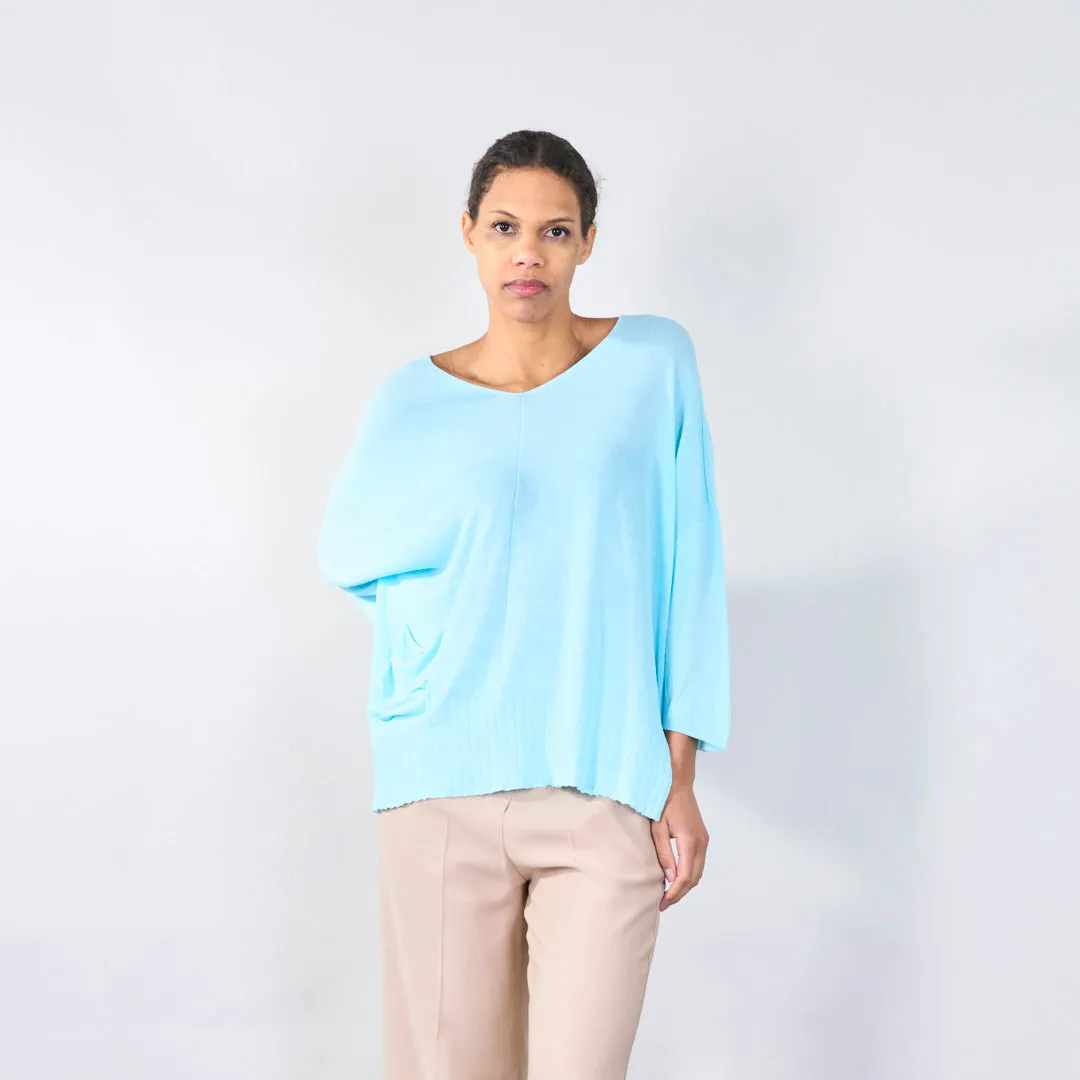 Relaxed v-neck sweater with pocket detail wholesale