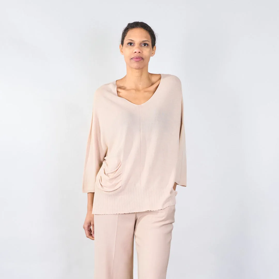 Relaxed v-neck sweater with pocket detail wholesale