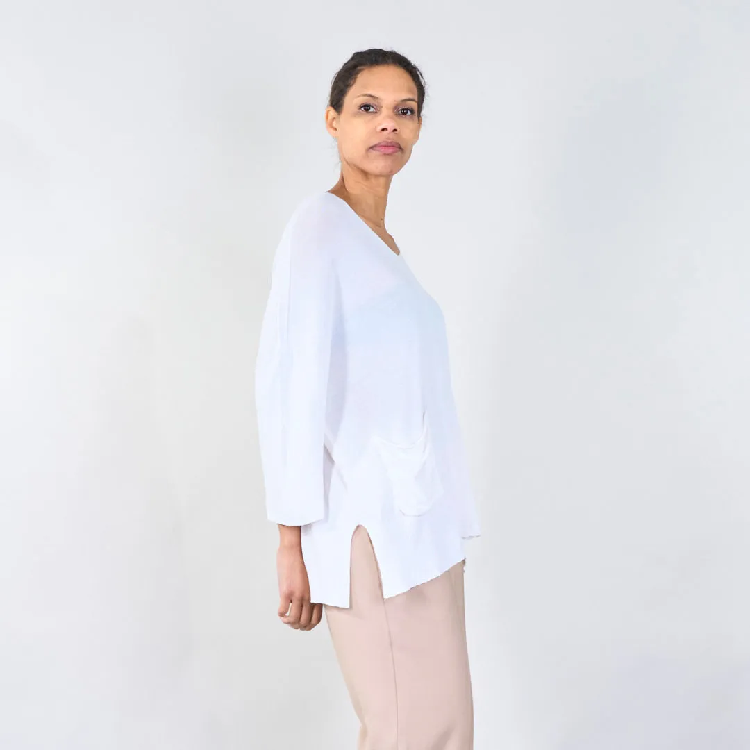 Relaxed v-neck sweater with pocket detail wholesale