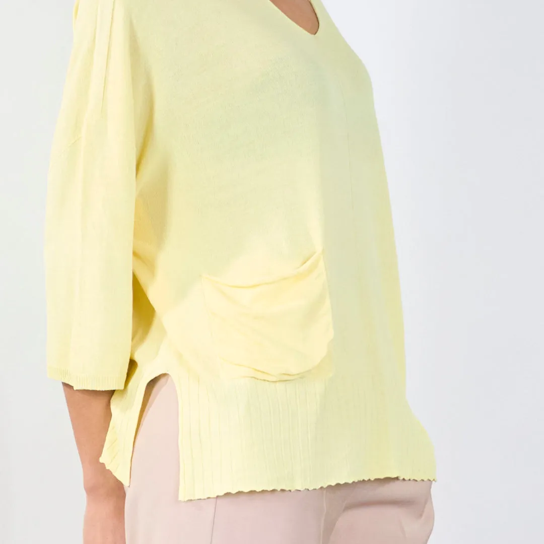 Relaxed v-neck sweater with pocket detail wholesale