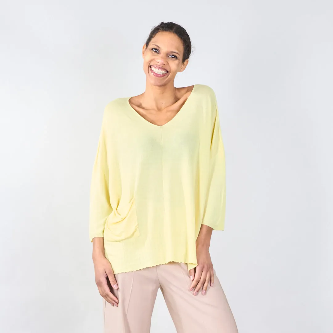 Relaxed v-neck sweater with pocket detail wholesale