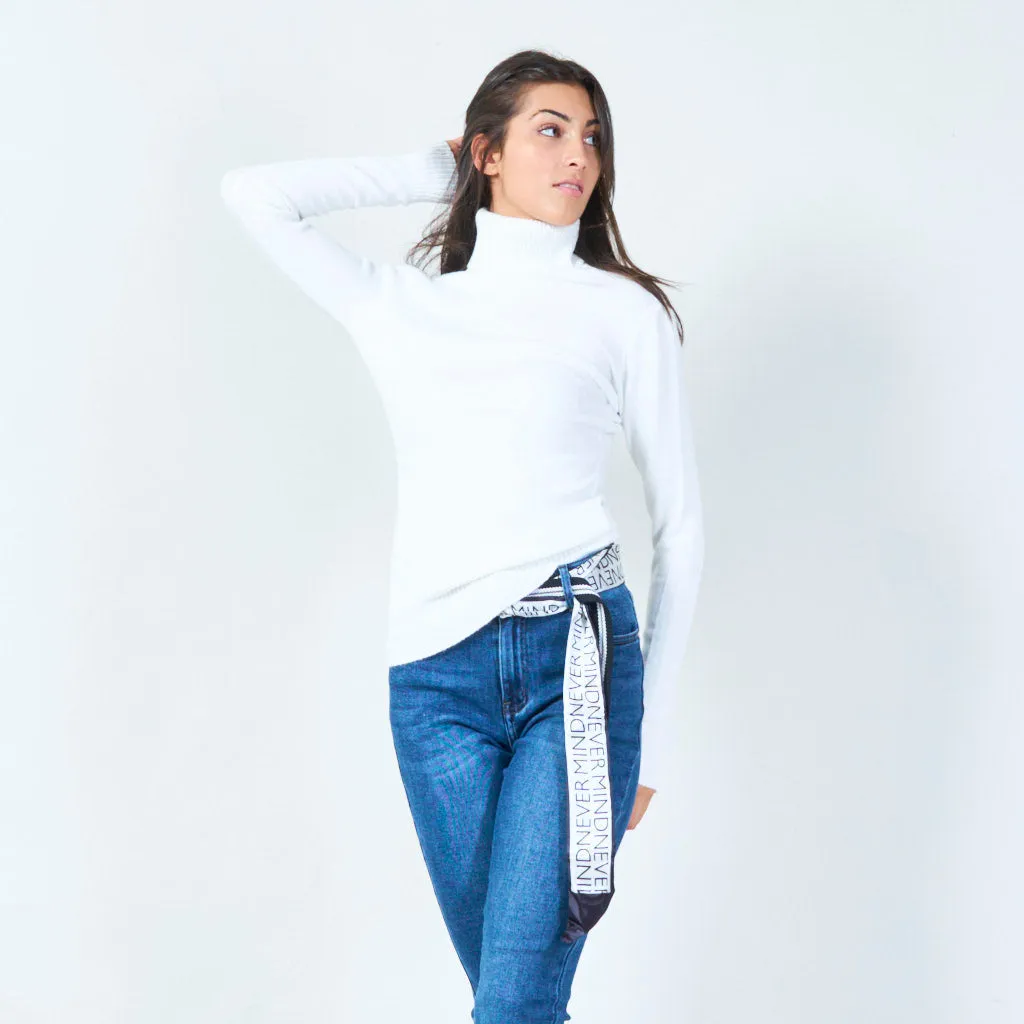 Ribbed turtleneck sweater with long sleeves wholesale