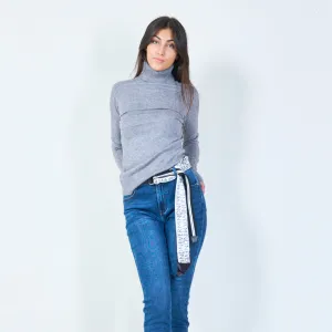 Ribbed turtleneck sweater with long sleeves wholesale