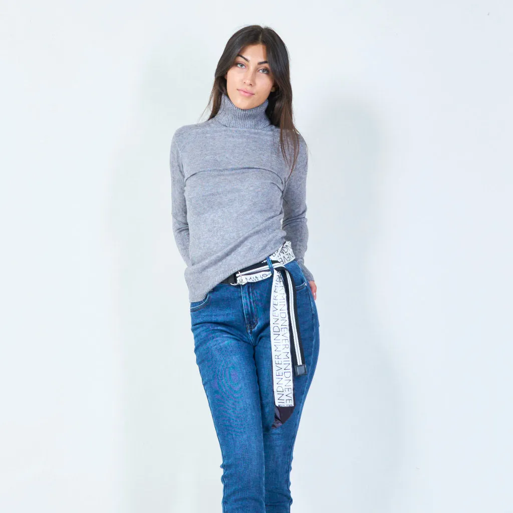 Ribbed turtleneck sweater with long sleeves wholesale