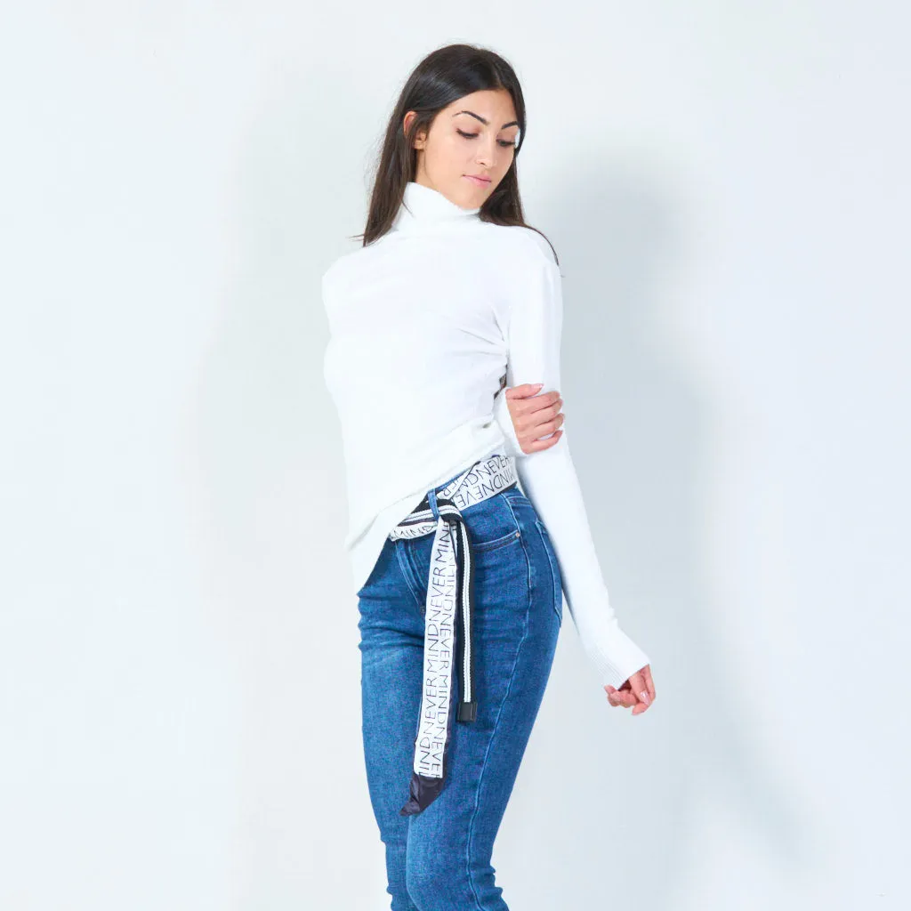 Ribbed turtleneck sweater with long sleeves wholesale