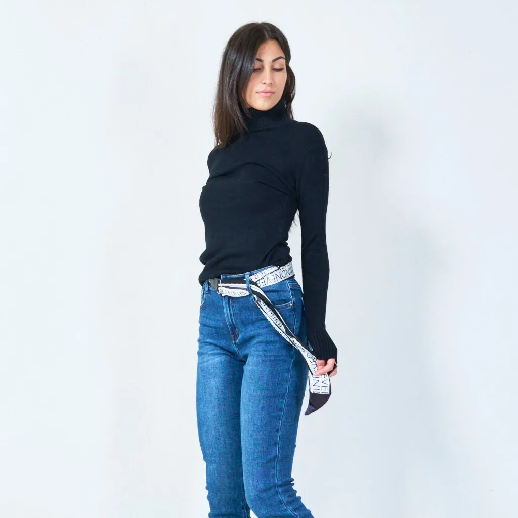 Ribbed turtleneck sweater with long sleeves wholesale