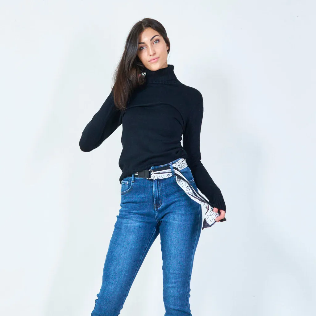 Ribbed turtleneck sweater with long sleeves wholesale