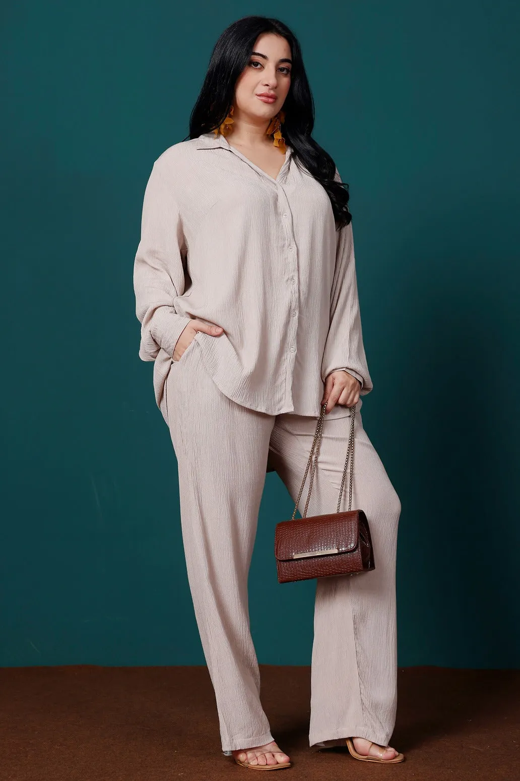 Solid Co-ord Set-Nude