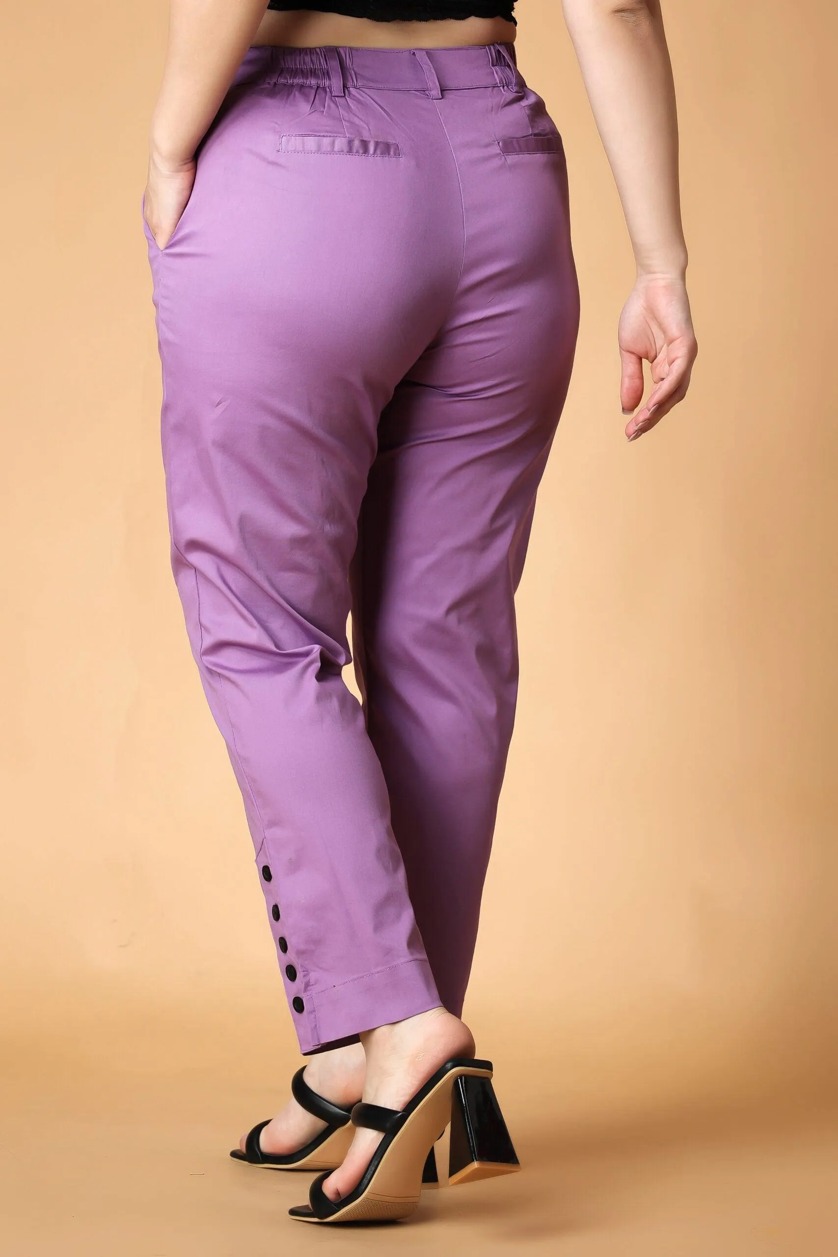 Solid Formal Pants with Ankle Buttons