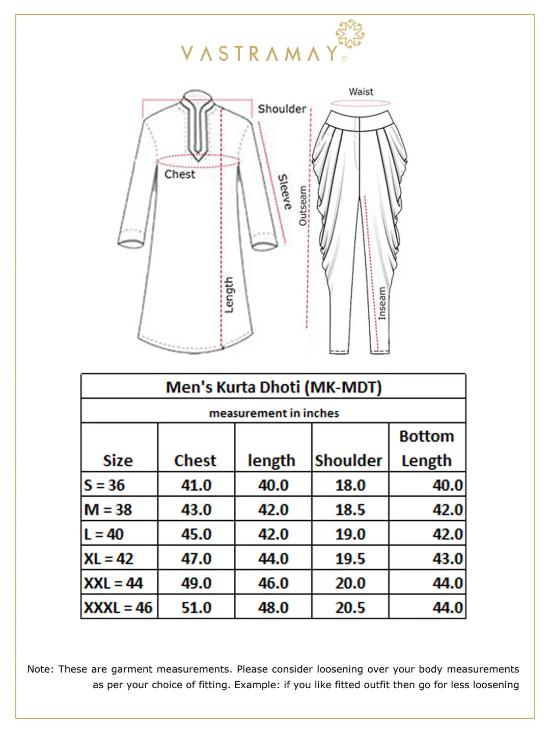 VASTRAMAY Men's Brown Silk Kurta Dhoti