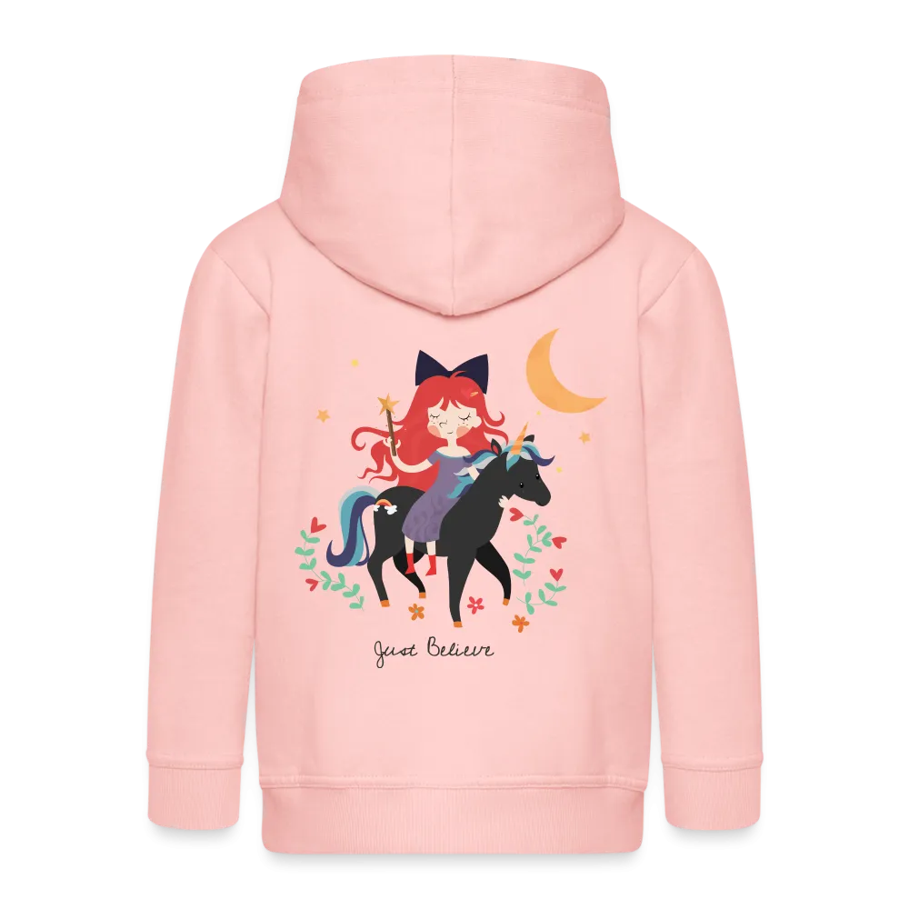 Veste à capuche Premium Enfant "Sorcière et licorne"