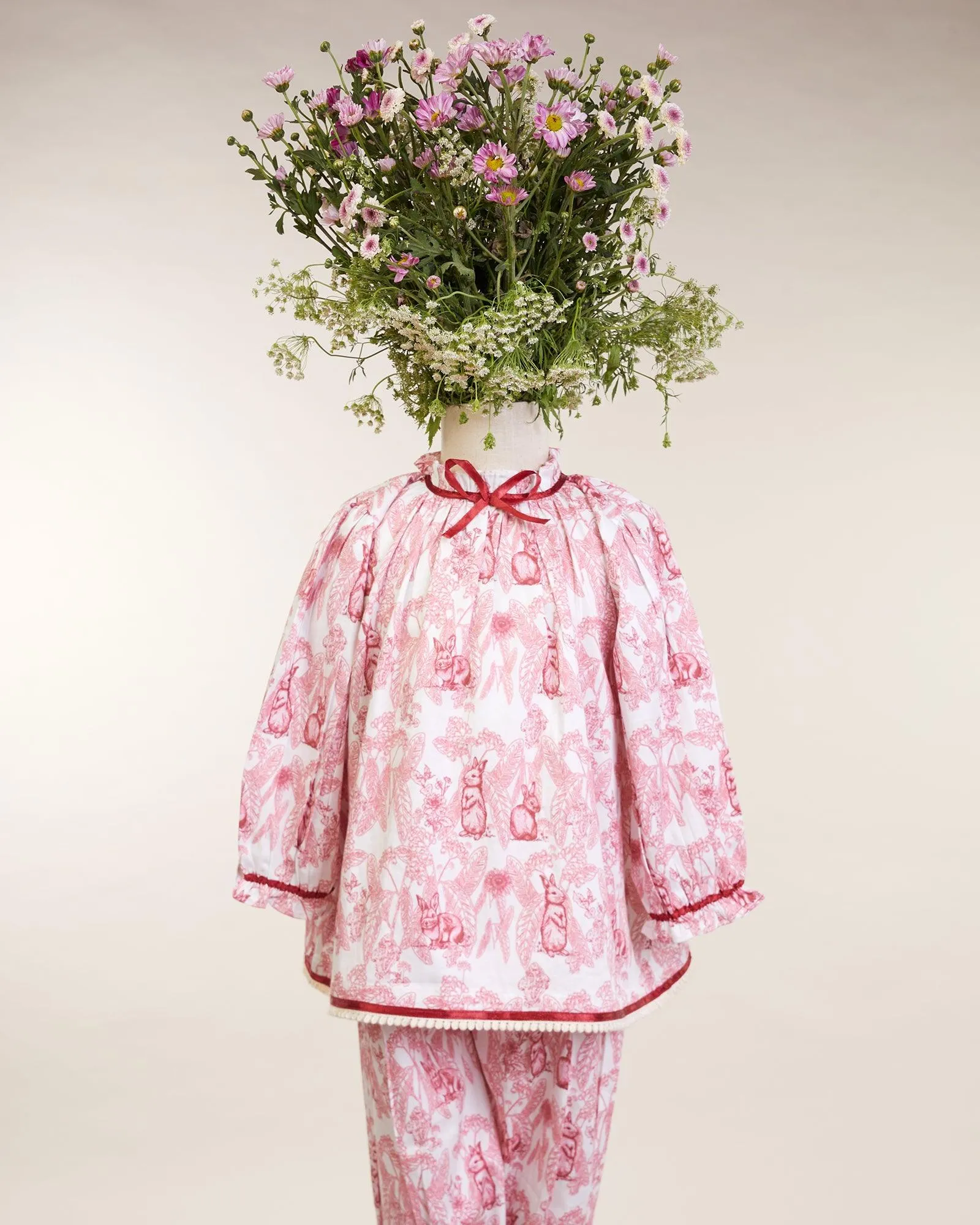 Victorian-style toile rabbit print co-ord set