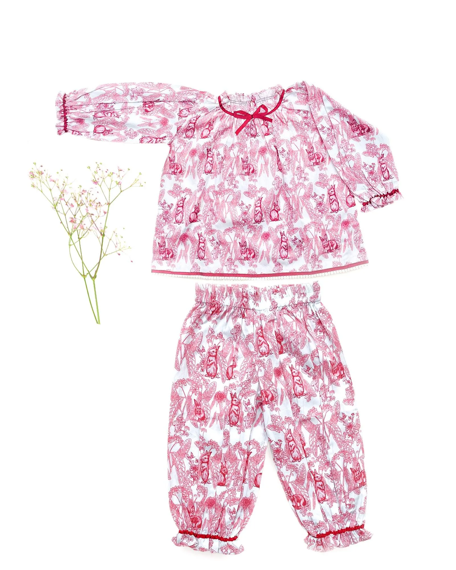 Victorian-style toile rabbit print co-ord set