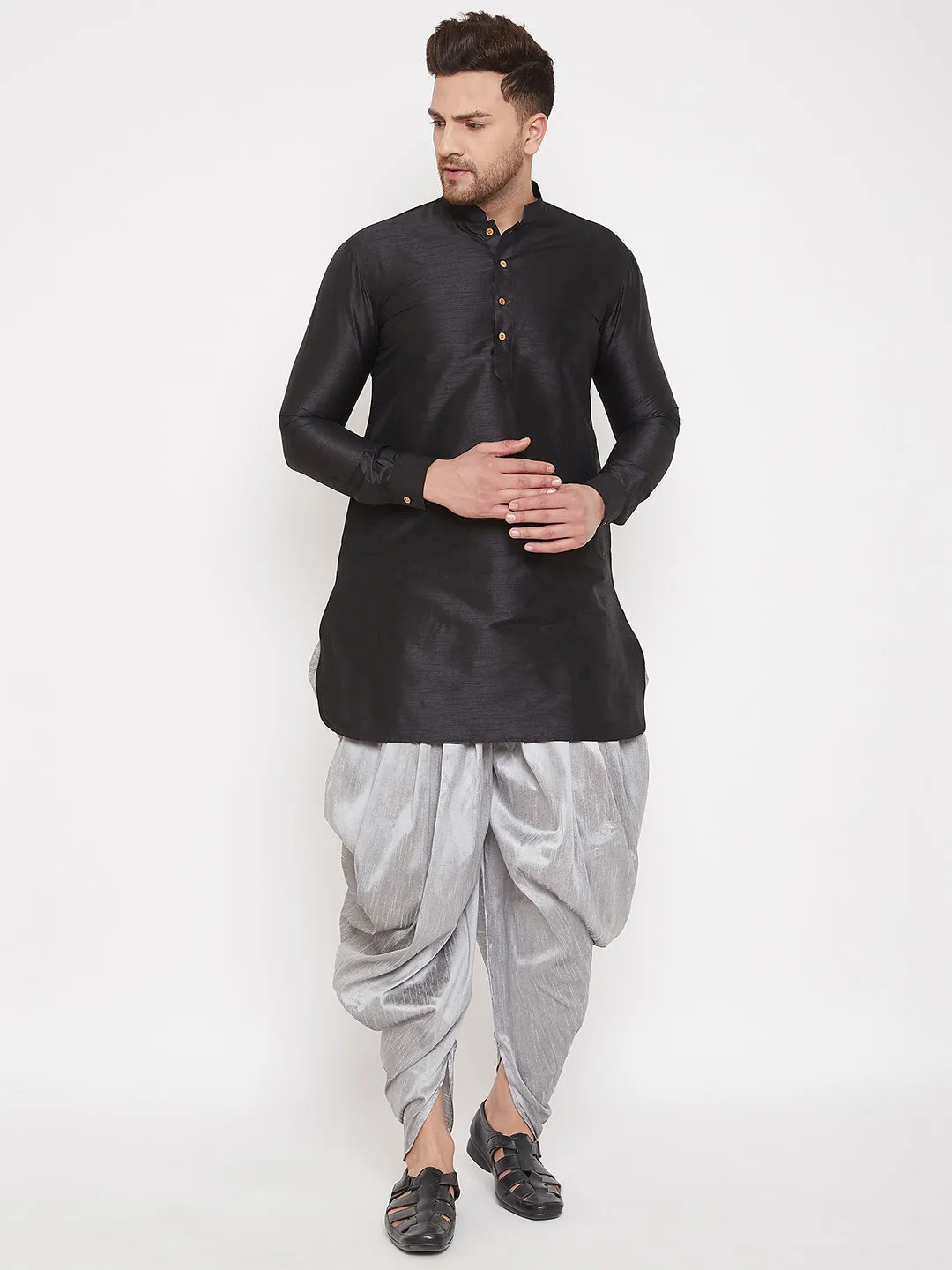 VM BY Vastramay Men's Grey Dhoti Pants