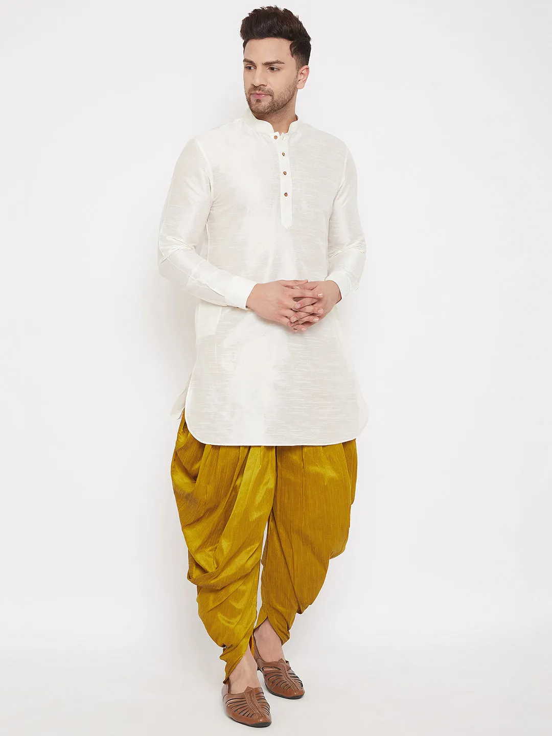VM BY Vastramay Men's Mustard Dhoti Pants