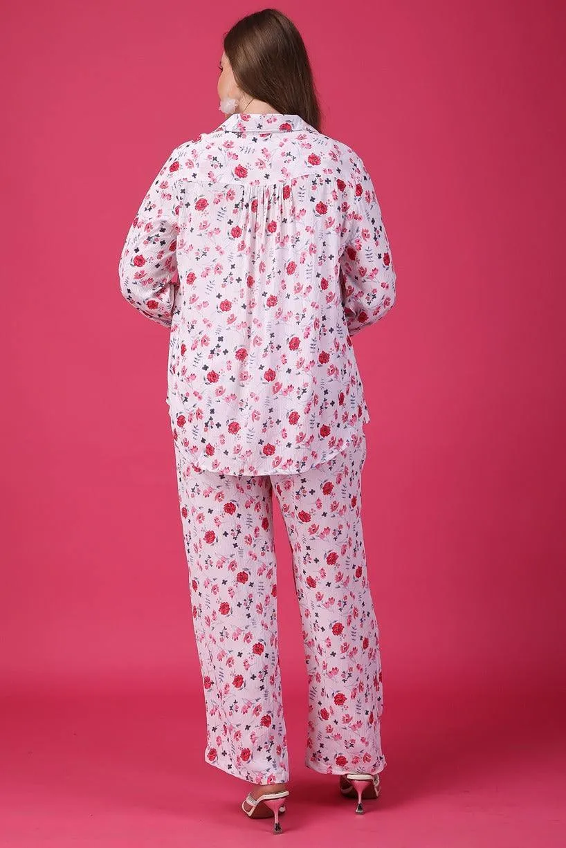 White Floral Printed Co-ord Set