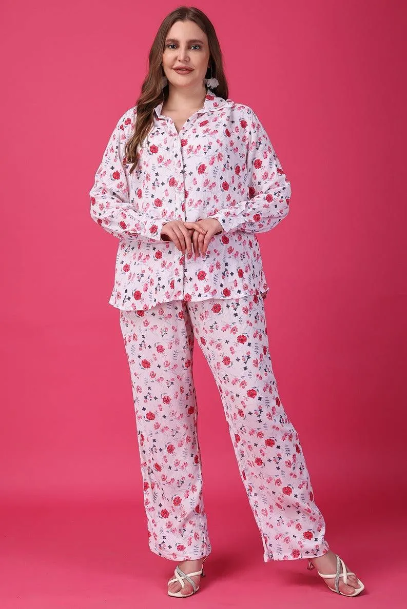 White Floral Printed Co-ord Set