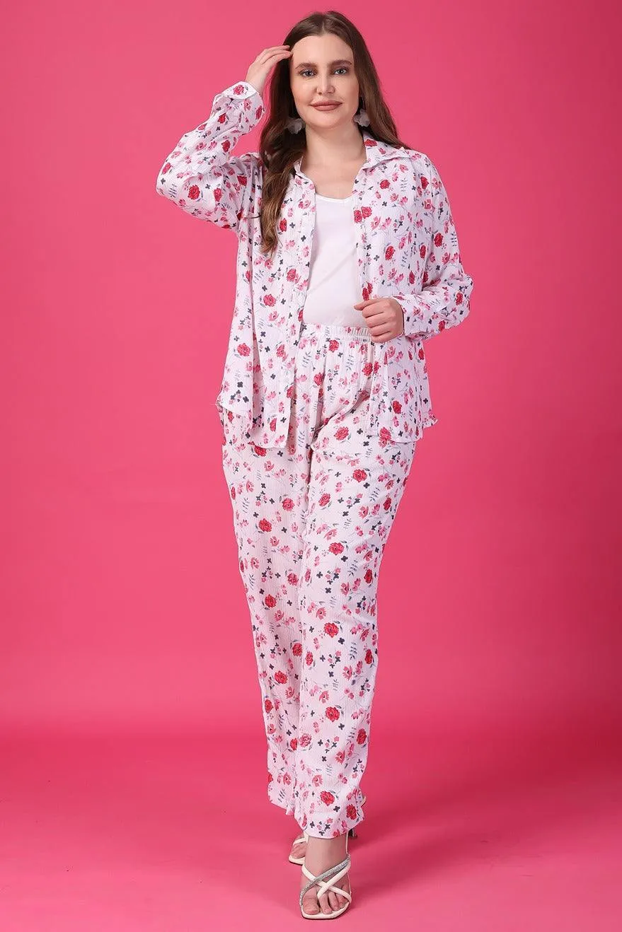 White Floral Printed Co-ord Set