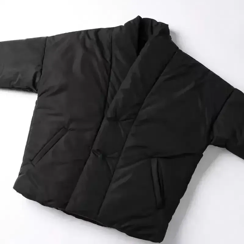 WIAOFELLAS  -  Autumn Winter New Simple Cotton Coat Men's Fashion Casual Jacket Warm Double-breasted Long Sleeves Solid Color Daily Parkas