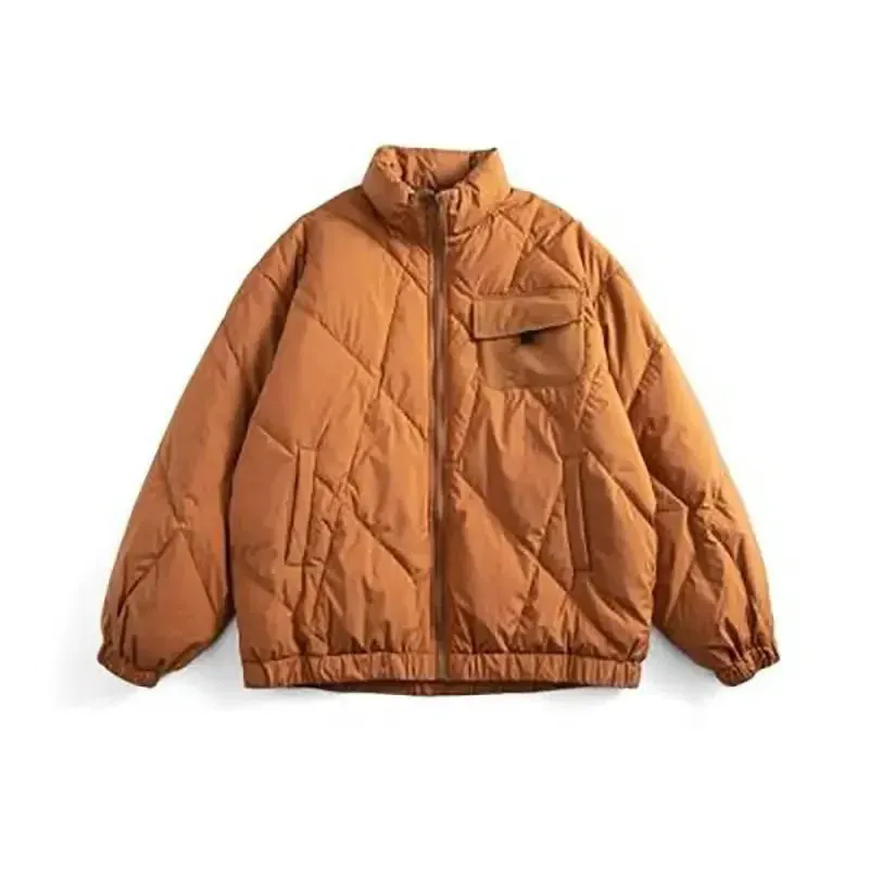 WIAOFELLAS  -  Retro Rhombus Cotton-padded Overcoat Men Women Casual Loose Workwear  High Street Overcoat Parkas Male Clothes Jacket