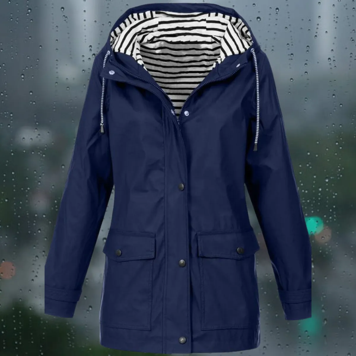 Women's Casual Long Sleeve Windbreaker Trench Coat with Hood | Ideal for Autumn/Winter