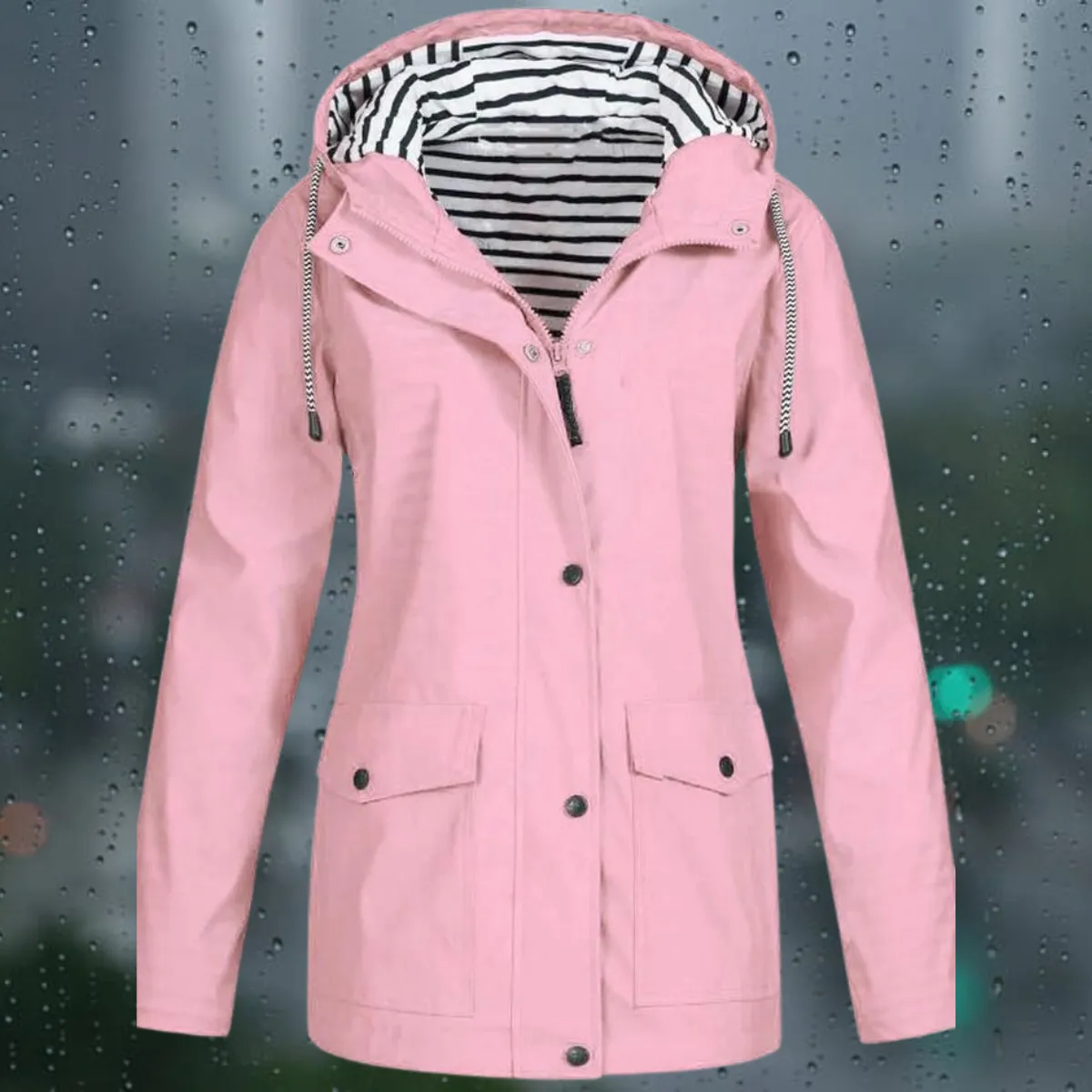 Women's Casual Long Sleeve Windbreaker Trench Coat with Hood | Ideal for Autumn/Winter