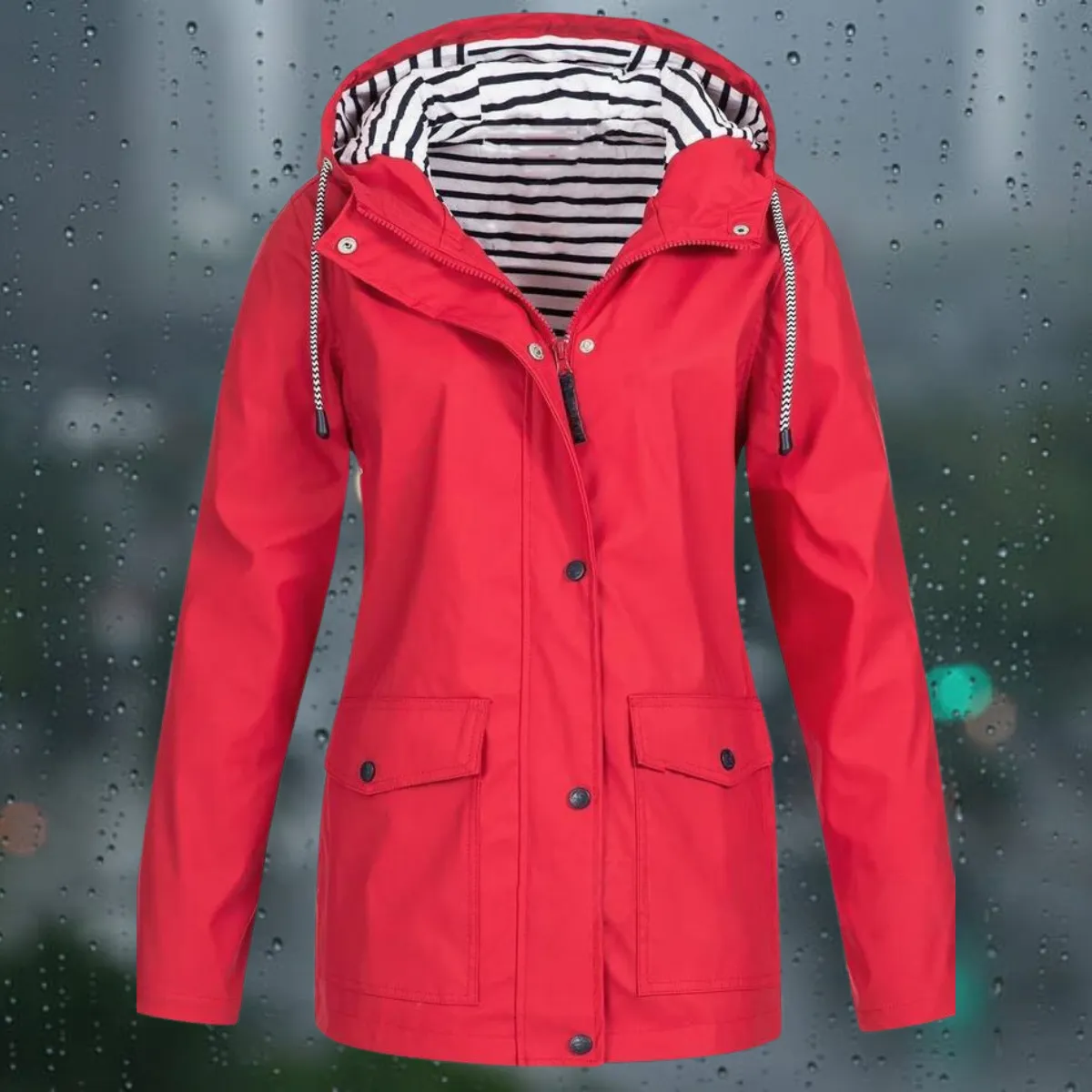 Women's Casual Long Sleeve Windbreaker Trench Coat with Hood | Ideal for Autumn/Winter