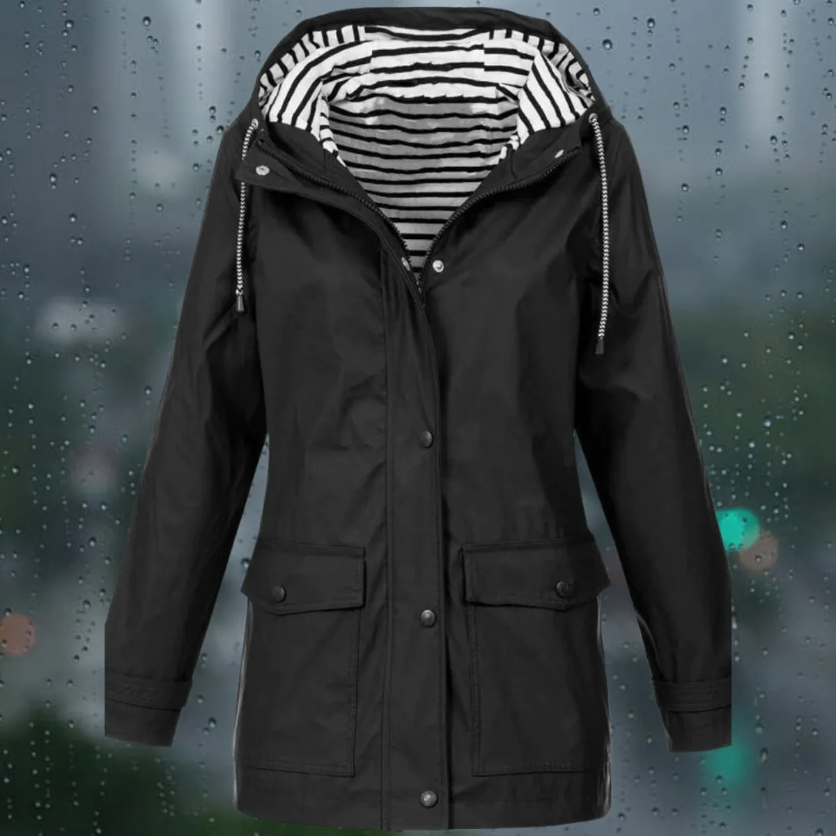 Women's Casual Long Sleeve Windbreaker Trench Coat with Hood | Ideal for Autumn/Winter