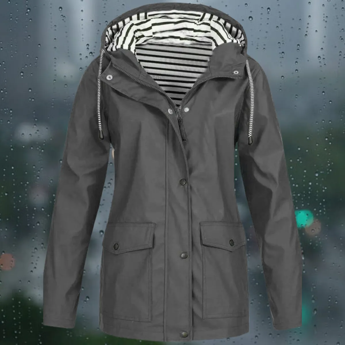 Women's Casual Long Sleeve Windbreaker Trench Coat with Hood | Ideal for Autumn/Winter