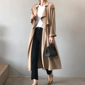 Women's Casual Open-Front Long Trenchcoat | Ideal for Autumn/Winter