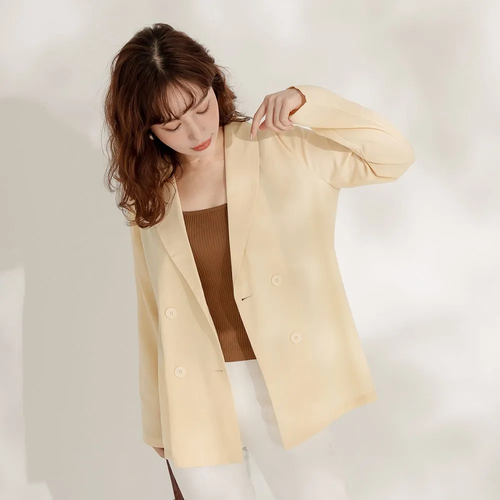 Work Basic Solid Plain Lightweight Blazer Jacket