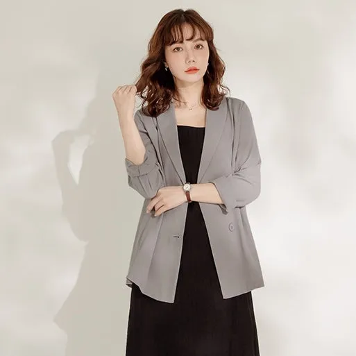 Work Basic Solid Plain Lightweight Blazer Jacket