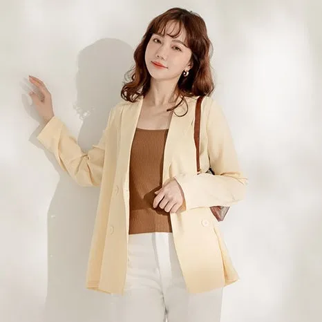 Work Basic Solid Plain Lightweight Blazer Jacket